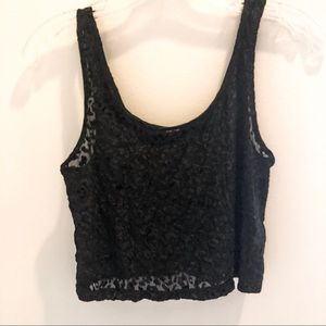 Black flowy leopard print sheer crop top